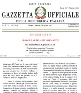 Agg. 27 nov 2023 – Decreto condizioni e procedura accesso al Fondo per il ristoro danni subiti dalle vittime del Terzo Reich