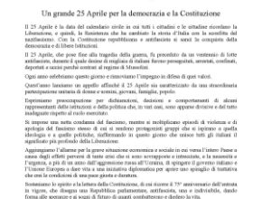 Comunicato: un grande 25 aprile per la Democrazia e la Costituzione