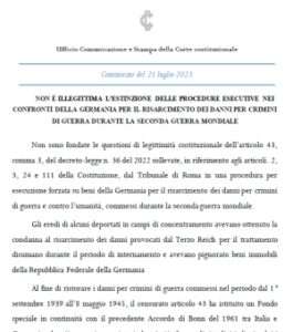 Sentenza della Corte Costituzionale sulla legittimità art. 43 decreto legge 36 del 2022