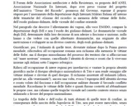 Comunicato: in merito all’inserimento della deportazione degli IMI nell’iniziativa “Treno del Ricordo”