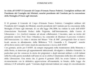 Visita all’ANRP il Generale di Corpo d’Armata Franco Federici – Consigliere militare del Presidente del Consiglio dei Ministri