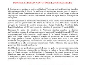 COMUNICATO: Manifesto di Ventotene